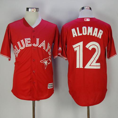 Blue Jays #12 Roberto Alomar Red New Cool Base Canada Day Stitched MLB Jersey